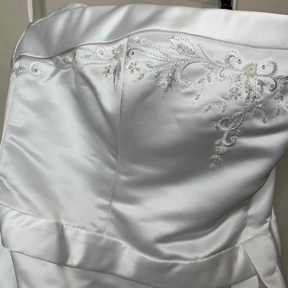 Wedding A Line Beaded Gown Long Train Dress White - Picture 13 of 14